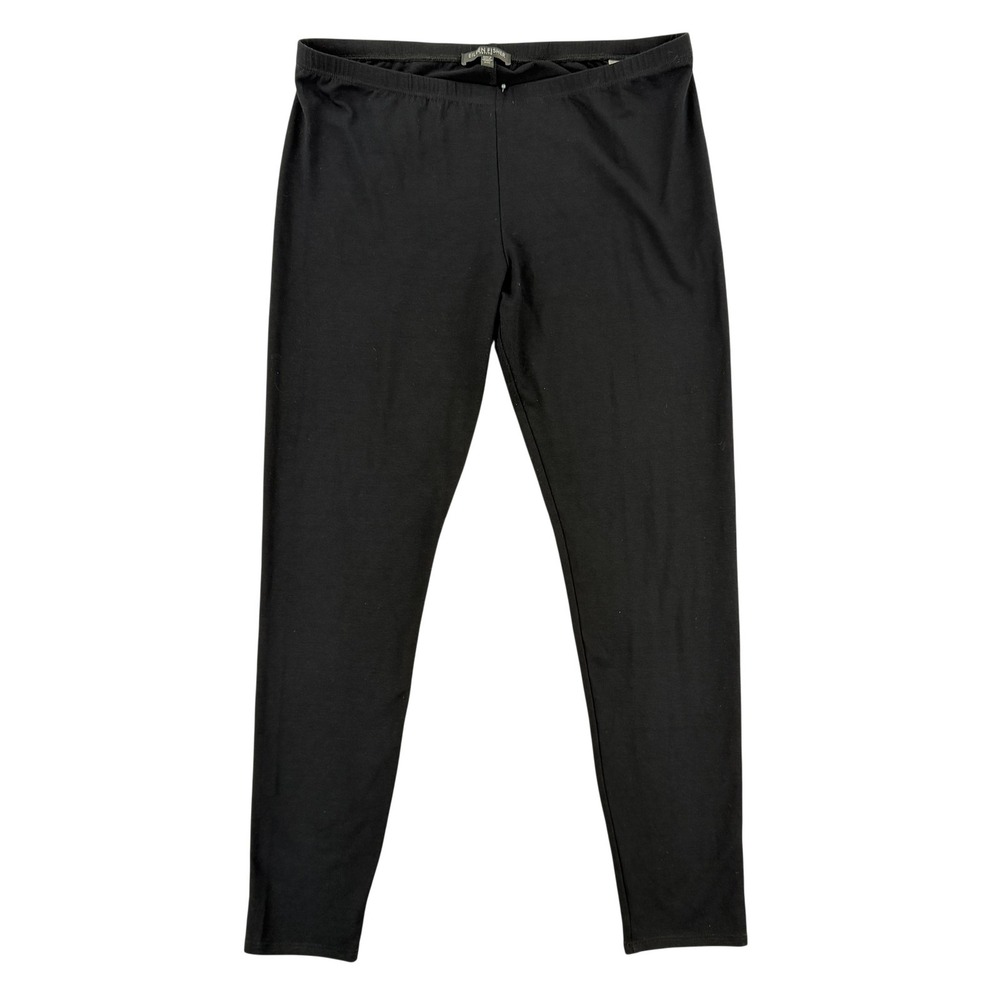Eileen Fisher Leggings Womens Petite Medium Black Jersey‎ Pull On Stretch Ankle